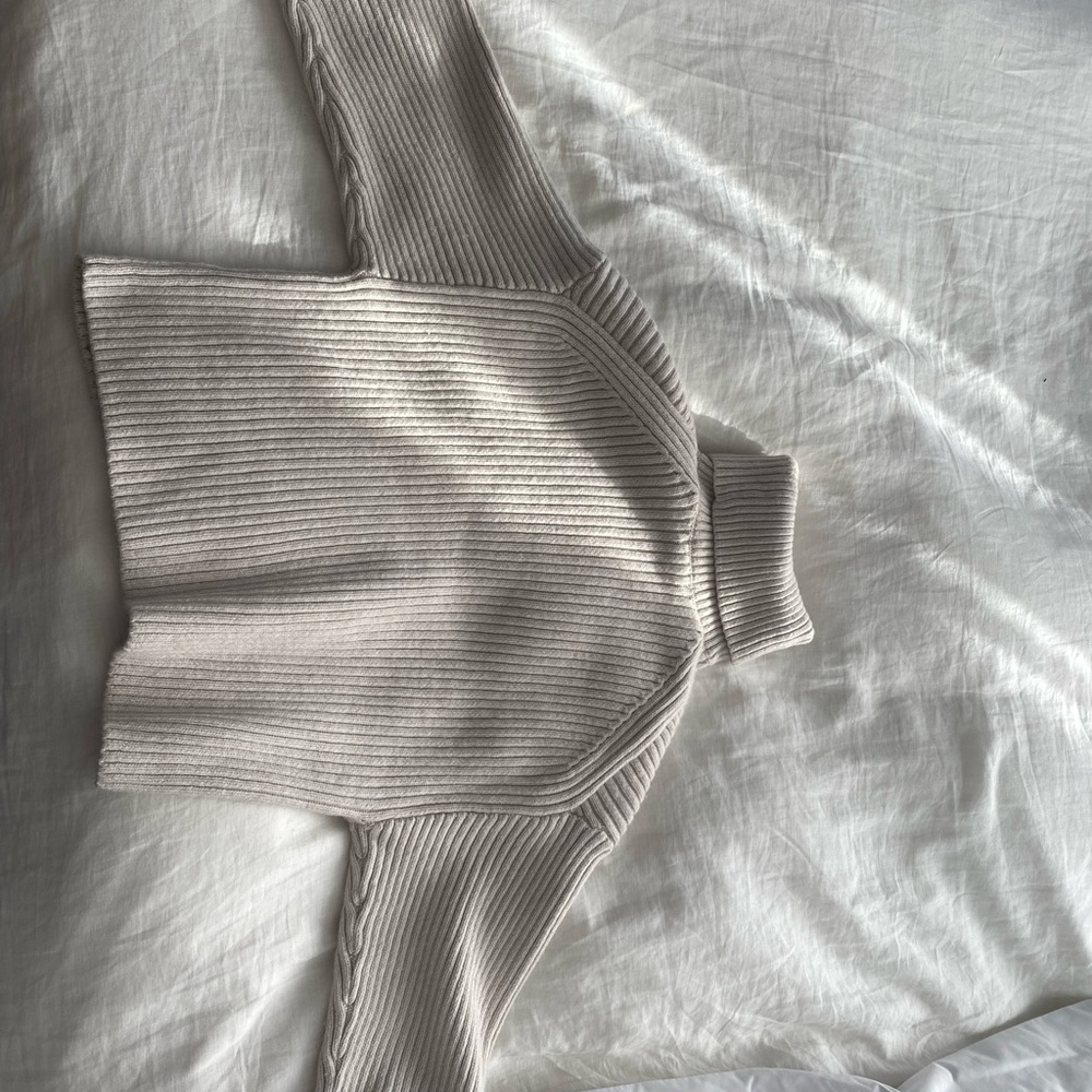 HM Cropped Ribbed Turtleneck - Cream